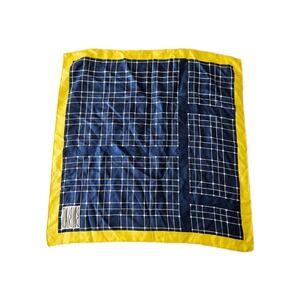 Vtg Bill Blass Blue + Yellow Square Windowpane Geometric Scarf 22x23